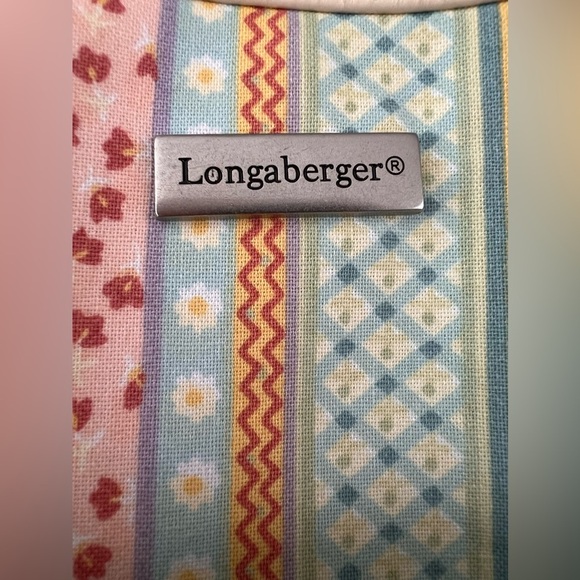 Longaberger Easter Tote bag with inside & outside pockets Spring Striped Fabric - Picture 6 of 9